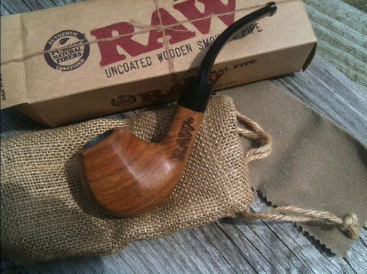 RAW Rolling Papers Brand Uncoated Wood Tobacco Smoking Pipe