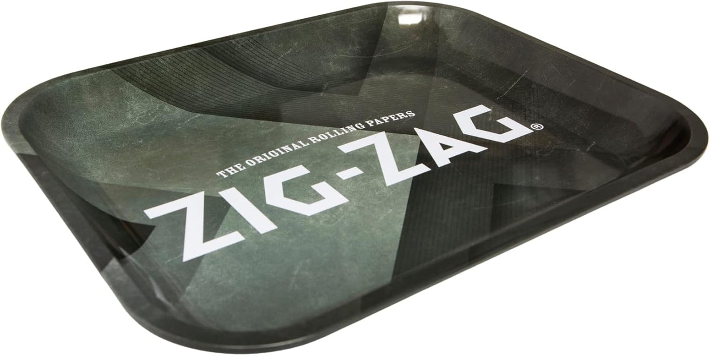 Zig-Zag - Iconic Metal Rolling Tray for Rolling Papers – Elegant, Multipurpose, Compact, and Durable – Keeps Your Accessories Organized, Large Metal Tray (34cm x 27cm) - Black