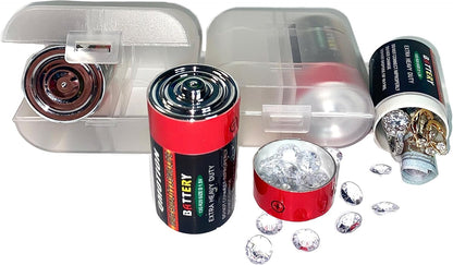 D-Size Battery Diversion Safe Fake Battery Decoy Can Safe 2 Pack with Exclusive Security Storage Case A Must Have To Keep Prying Hands And Eyes Away Realistic Looking Batteries Hide Money Jewelry More