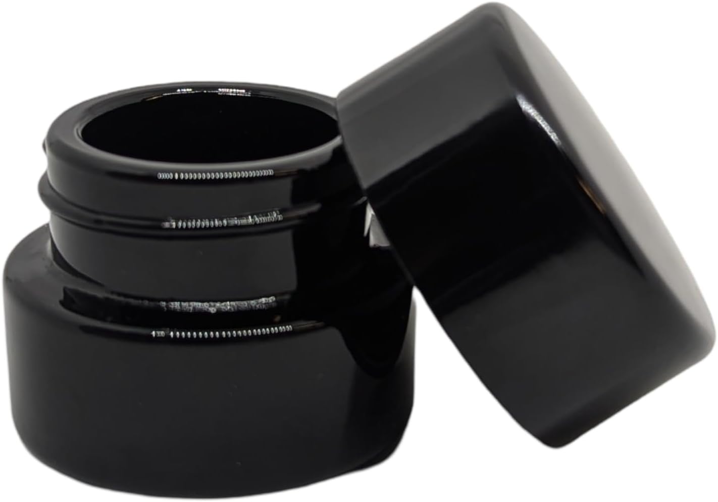 (100 Pack) 5ml Bakelite HD Black Glass Shoulderless Screw Top Jars w/Black Child Resistant Lid | UV Resistant | Containers for Essential Oils, Concentrates, Lip Balm, Wax, Makeup or Cosmetics