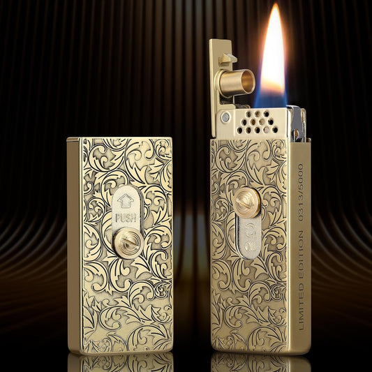 Vintage Trench Lighter, Windproof Matchbox Fluid Lighter with Creative Ignition, Kerosene Refillable Lighters, Antique Soft Flame Lighters, Cool Collection Lighter, Unique Gift for Men (No Fuel)