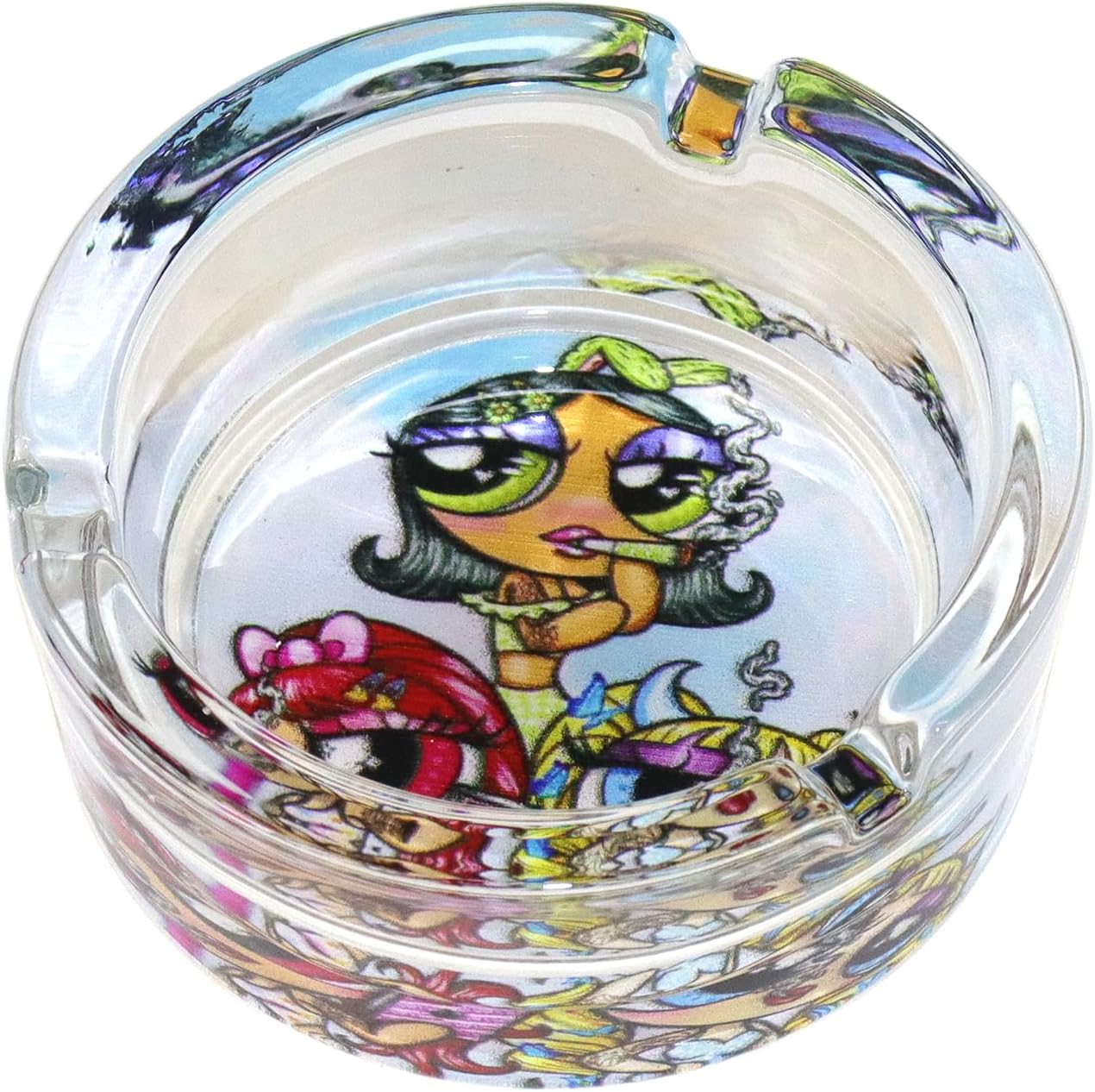 Glass Ashtray, Home Ashtrays, Cool Ashtrays Cute Ashtray Round Transparent (Blue)