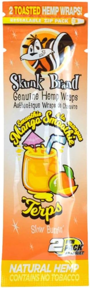 Skunk Brand Terp Enhanced Hemp Wraps | Mango Smoothie | 50 Wrap Case (25x2)