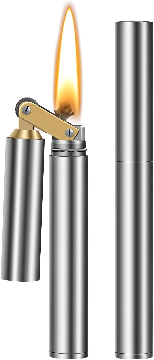 YUSUD Vintage Lighter, Cool Trench Lighter, Unique Kerosene Lighters Fluid Refillable, Novelty Slim Lighters, Fancy Gifts for Men Dad Husband (Without Fuel)