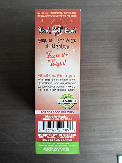 Skunk Brand Terp Enhanced Hemp Wraps | Cherry Pie | 50 Wrap Case (25x2)