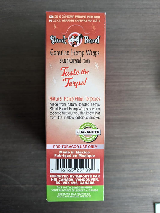 Skunk Brand Terp Enhanced Hemp Wraps | Cherry Pie | 50 Wrap Case (25x2)