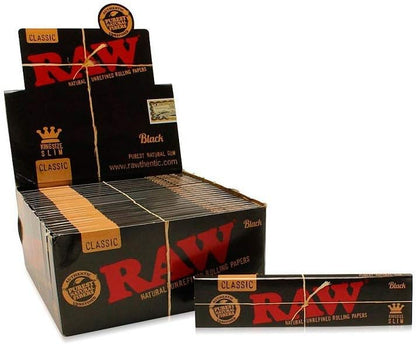 RAW Black Natural Rolling Papers King Size - 1600/case (32/pk, 50packs/case)
