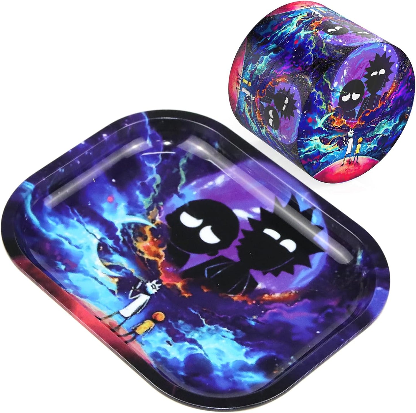 Rolling Tray Premium Metal Tray and Spice Grinder with Design - Perfect Size for Home Or Travel Accessories,Purple