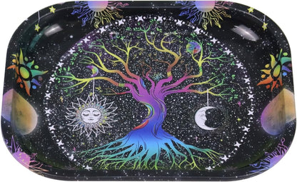 Rolling Trays Premium Metal Tray with Design - Perfect Size for Home Or Travel Accessories, Lifetree