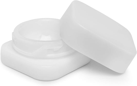 5ml Cube Glass Shoulderless Screw Top Jars w/ Child Resistant Lid | Containers for Essential Oils, Concentrates, Lip Balm, Makeup or Cosmetics | 100pc (White Glass, White Lid)
