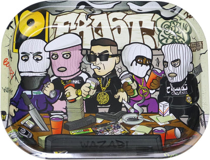 Rolling Trays Premium Metal Tray with Design - Perfect Size for Home Or Travel Accessories 7''X 5.5'',Five Cartoons