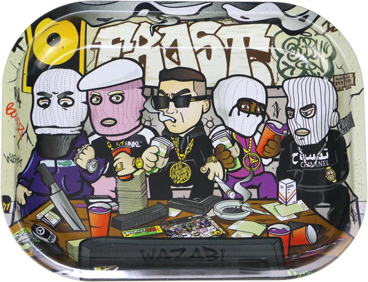 Rolling Trays Premium Metal Tray with Design - Perfect Size for Home Or Travel Accessories 7''X 5.5'',Five Cartoons