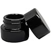 (100 Pack) 5ml Bakelite HD Black Glass Shoulderless Screw Top Jars w/Black Child Resistant Lid | UV Resistant | Containers for Essential Oils, Concentrates, Lip Balm, Wax, Makeup or Cosmetics