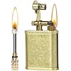 Vintage Lighter Permanent Match, Cool Trench Lighter Brass Lighter, Unique Lighters, Antique Kerosene Lighter Fluid Refillable, Reusable Waterproof Matches Lighters